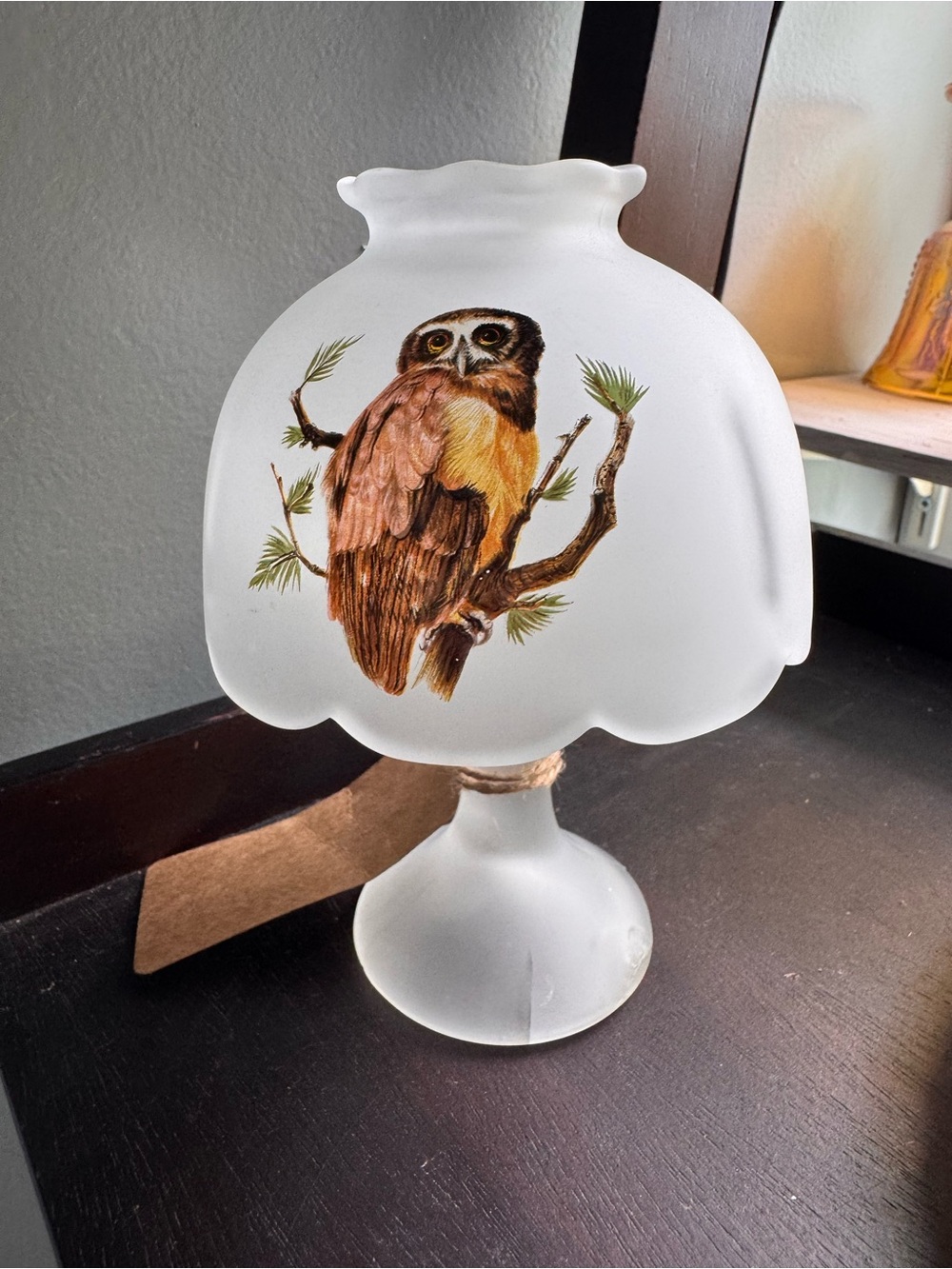 Westmoreland Frosted Glass Owl fairy Lamp